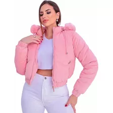 Jaqueta Cotêle Veludo Curta Feminina Puffer Forrada Premium