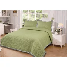 Cubrecama Quilt Bordado Con Fragancia 2plaza Verde Tf 