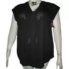 Blusa Negra Plisado Al Frente Talla 3x (42/44) Ava Viv 