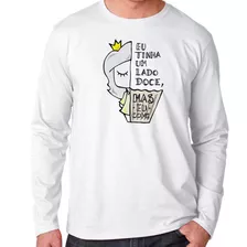 Camiseta Manga Longa Blusa Frio Lado Doce Comi Engraçado