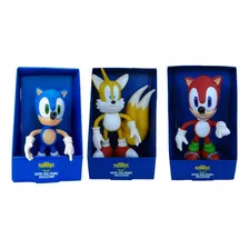 Kit 3 Bonecos Grandes Coleção Sonic, Tails E Knuckles 25cm