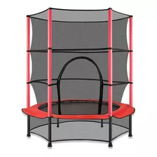 Trampolín Brincolín 55 Pulgada 1.4m Malla Seguridad Vanlig Color De La Lona De Salto Negro Color Del Cobertor De Resortes Rojo