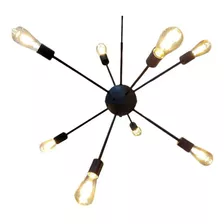 Lustre Sputnik Átomo 08 Hastes Preto Perfeito Para Sua Sala