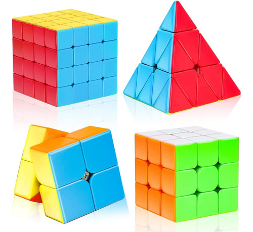 Cubo Magico Pack 4x4 + 2x2 + 3x3 + Pyraminx Moyu Carbono