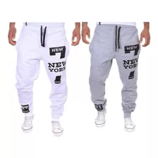 Kit Com 2 Calças Jogger New York Masculina Moletom 