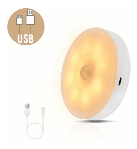 Luz De Noche Con Sensor De Movimiento Recargable Por Usb