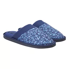 Pantuflas Hombre Print Azul Corona