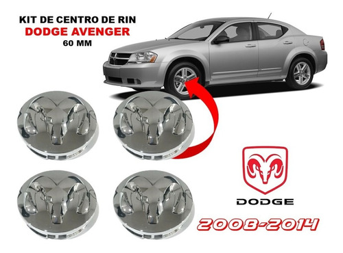 Kit 4 Centros De Rin (cordero) Dodge Avenger 2008-2014 60mm Foto 2