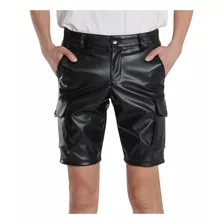 Pantalones Cortos De Cuero De Playa Con Bolsillo Para Hombre