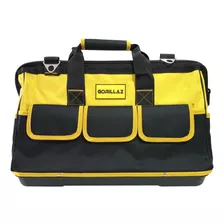 Bolsa Mala Ferramentas Fundo Borracha 16 Bolsos Eletricista Cor Preto E Amarelo