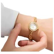 Relógio Social Feminino Elegante Pulseira C/detalhes Strass 