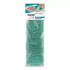 Refil Microfibra Para Mop Flat Chenille Flash Limp Cor Verde