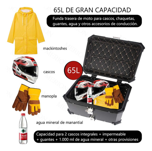 65l Maletero Para Moto Aluminio Caja Para Moto Impermeable Foto 7