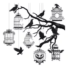 24pcs Glitter Hanging Black Crows Cage Garlandsglitt...