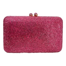 Bolsa De Festa Clutch Mini Cristais Com Alça Removível Luxo