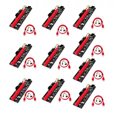 Kit X 10 Riser Ver 009s 6pin 16x Usb Eth Btc Cripto Mineria Color Rojo