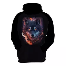 Moletom Casaco Estampada Lobo Mal Fogo Animais Floresta 1