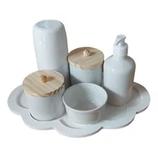 Kit Higiene Bebê Menina Menino Maternidade Porcelana Nuvem