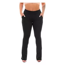 Calça Flare Feminina Lino Jacar Com Bolso 