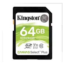 Tarjeta Sd Kingston Canvas Select Plus Clase 10 U1 64gb