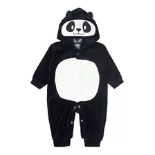 Macacão Longo Bebê Bordado Panda Em Plush