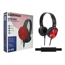 Auriculares Daewoo Stereo Con Cable 120cm Y Microfono Rojo