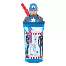 Vaso Sorbete Infantil 360ml Con Figura 3d Escolar Color Capitán América