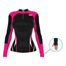 Camisa De Pesca E Praia Mar Negro Feminina Proteção Uv50+