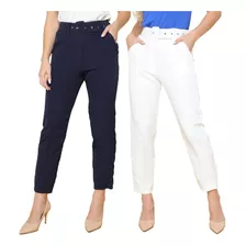 Kit Calça Feminina Clochard Alfaiataria Com Cinto Forrado