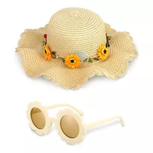  2 Peças De Chapéu De Palha De Verão Para Meninas Com Flor R