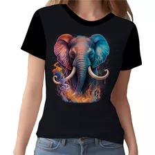 Camisa Camiseta Estampada Elefante Fogo Ilustração Moda 2