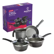 Juego De Utensilios De Cocina Antiadherentes Multiflon, 4 Piezas, Essential Line, Color Negro