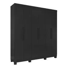 Guarda-roupa Casal Easy Slim 6 Portas Com Pés Preto Fosco