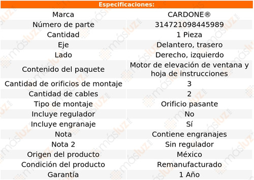 (1) Motor Elevacin Ventana Del O Tras Izq/der 9-7x 05/09 Foto 4