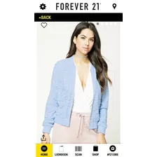 Forever 21 Bomber Jacket Chamarra De Encaje Azul