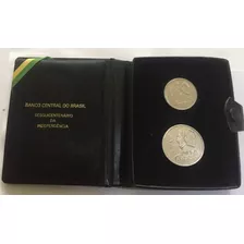 Moedas 1 E 20 Cruzeiros 1972 No Estôjo Couro Original Do Bc