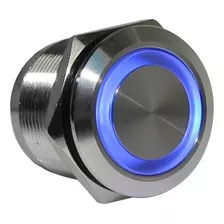 Botão Pulsador Metálico Iluminado 22mm Azul 24v Metaltex (i)