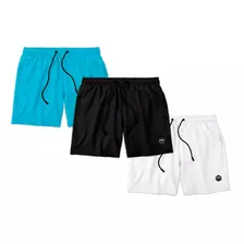 Kit 3 Shorts Bermuda Masculino Básico Mauricinho Tactel