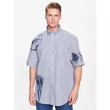 Camisa Oversize Pennant Print Hombre Tommy Hilfiger Azul