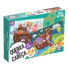 Jogo Quebra Cabeça Infantil A Arca De Noé 2 Em 1 60pçs