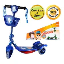 Patinete Scooter Até 35kg Brinquedo Musical Luzes - Azul