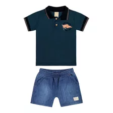 Conjunto Infantil Masculino Polo E Bermuda Colorittá 1 Ao 8