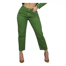 Calça Jeans Feminina Mom Cintura Alta Premium Verde Bandeira