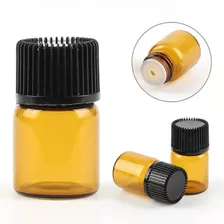 100 Frasco Vidro Âmbar Gotejador 1ml Óleos Essenciais Antiuv