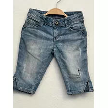 Bermuda Niña Talla 3/4 Marca Zara Mezclilla Sin Detalle