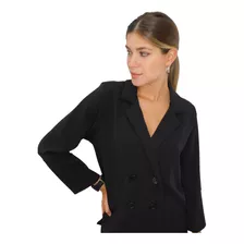 Blazer Saco Two Way 4 Botones Grande Abrigo Oficina Mujer 