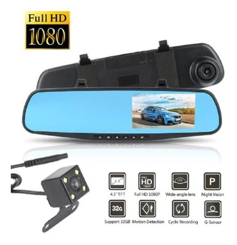 Espejo Retrovisor 2 Camaras Hd Dvr Con Pantalla Nocturna Foto 2