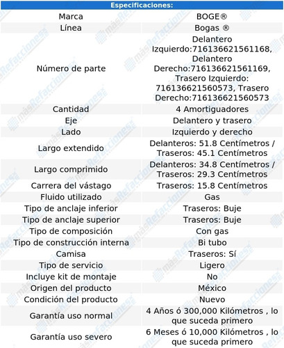 4 Amortiguadores Gas Pontiac G6 2005-2009 Boge Bogas Foto 2