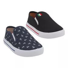 Kit 2 Pares Tenis Infantil Masculino Volta Aulas Slip On