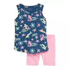 Set Niña Old Navy Polera Tipo Jersey Y Shorts Celeste